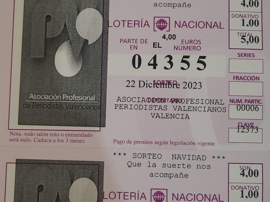 YA ESTÁ DISPONIBLE LA LOTERÍA DE NAVIDAD DE APPV 2023